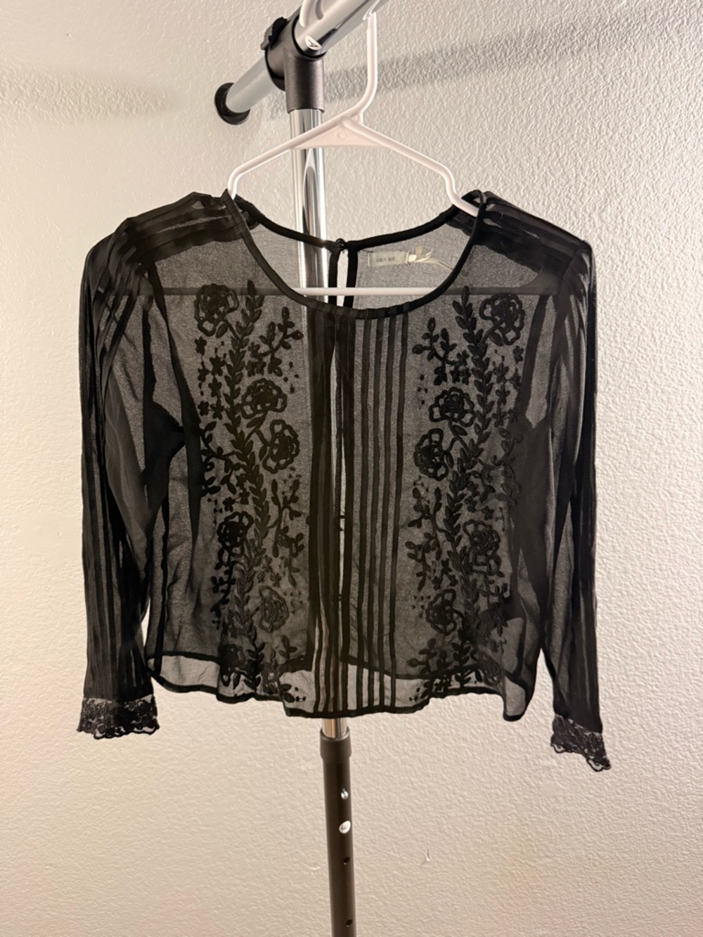 Melissa Sheer Black Embroidered Cropped Blouse
